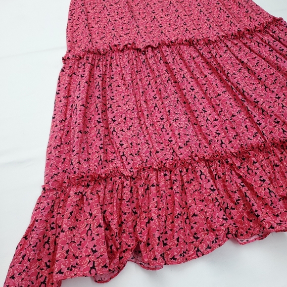 RIXO Monet Pink/Black Floral Silk Cotton Maxi Dress Long Sleeves Summer Size S‎ - Picture 9 of 13